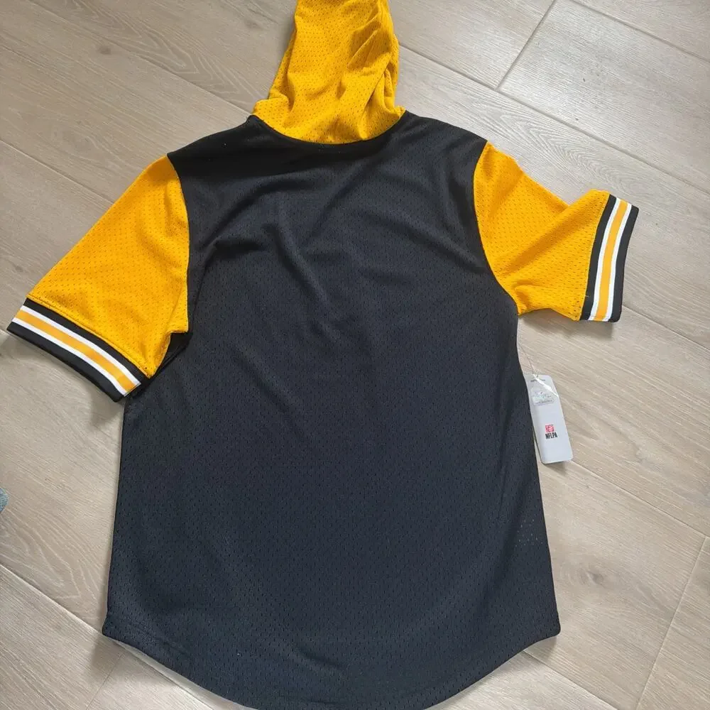 Mens Mitchell & Ness Pittsburgh Steelers Buzzer Short Sleeve Hoodie M - Picture 9 of 9